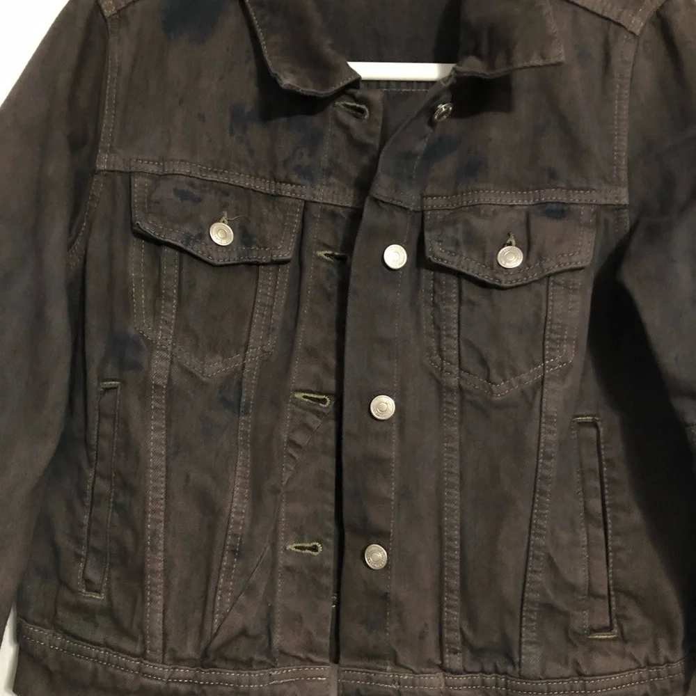 Free people Rumors dark blotched tie dye denim jacket. women’s size medium - Picture 2 of 12